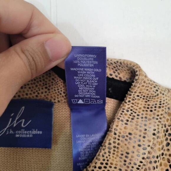 JH Collectibles Womens Tan Faux Snakeskin Animal Print Shacket Plus Size 1X - Picture 4 of 9